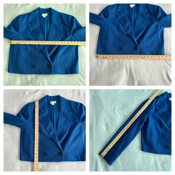 Maeve by Anthropologie Blue Blazer Jacket Large Short Double Breasted Mod Coat - Picture 6 of 12